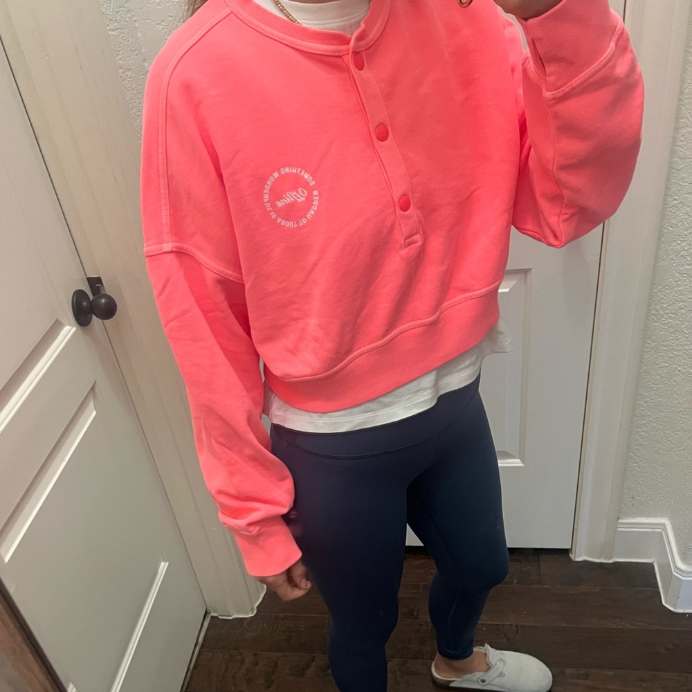 NWT Aerie Offline Bright orange coral Cropped Sweatshirt size M